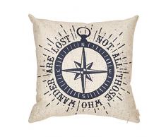 fjfz nicht alle, die Wander Are Lost Inspirierende Reise Zitat mit Nautik Kompass Rose Vintage Baumwolle/Leinen Home dekorativer Überwurf-Kissenbezug mit Worten Sofa Couch, 45,7 x 45,7 cm