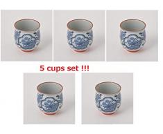 Fukuda Pottery 340-3 Japanische Hasami-yaki Keramik Teetasse Yunomi 190 ml Indigoblau Blumen