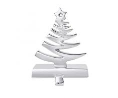 Birdrock Home Skurrile Strumpfhalter-Set für Kaminkleid, Schneeflocke, Schneemann, Rentier, Baum, Weihnachtsdekoration, Edelstahl Haken Kamin, schwerer Ständer, silberfarben schrullig (Whimsical) Snowman