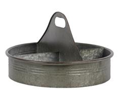 Urban Trends 42115 Metall Tablett rund mit Rost Effekt Kanten und 4 Steckplätze,/Ausschnitt Griff verzinktem Finish, grau