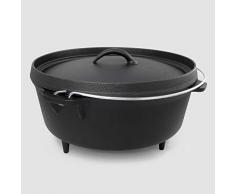 ExcelSteel 518 Kochtopf mit Griff und Beinfuß, für Öl gewürzt, perfekt für Outdoor, Küche, Camping, Dutch Oven Camper 6 QT, Gusseisen, Schwarz