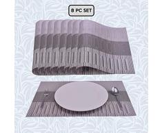 Decozen Platzsets für Esstisch Couchtisch Esstisch Esstisch Set mit 8 Platzsets, hitzebeständig, leicht zu reinigen, verpackt in wiederverwendbarer Reißverschlusstasche, 30,5 x 45,7 cm Hellgrau