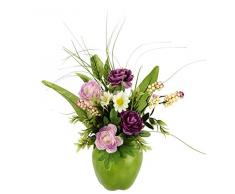Flair Flower Gesteck/Arrangement Ranunkel im Apfeltopf, Künstliche Frühlingsblumen, Arrangement aus Kunstblumen, Unechte Blumen, Frühjahrsdekoration, Deko, Tischdeko, Frühjahr, Ostern, Osterdeko