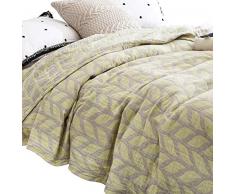 MEJU Musselin leichte Sommerdecke für Bett, Sofa, Couch, 100% gekämmte Baumwolle, 4-lagig, weich, warm, schnell trocknend Twin 59 X 78 Ears of Wheat Green