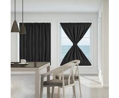 Piccocasa Vorhang für Terrassentür, Fenster, Schiebevorhang für Privatsphäre, verdunkelnd, französisches Glas W54 x L72 schwarz