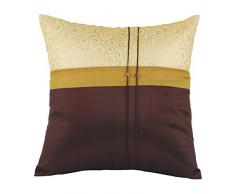 Tom Barrington Home Kissenbezug aus Seide, Braun/Elfenbein mit goldfarbenem Brokat-Überzug, 45,7 x 45,7 cm 16 x 16 gelb