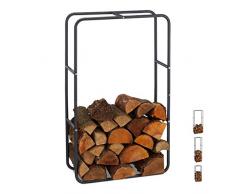 Relaxdays Kaminholzregal, Holzscheite Stapelhilfe, aus Stahl, innen und außen, Brennholzregal, HxB 100x60 cm, anthrazit