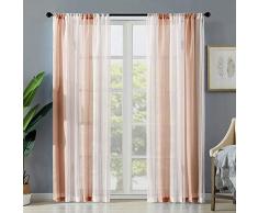 Mrtrees gestreifte transparente Vorhänge für Wohnzimmer Schlafzimmer Fenster Vorhang Paneele Fenster Behandlung Set 2 Panels Modern W54×L72 Braun gestreift