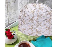 GDONLINE Goldfarbener Ombre Mandala Handgefertigter Teewärmer Baumwolle Küchenaccessoires weiß und Gold Royal Tea Cozy Cover weiß und Gold Wasserkocher Teekanne Abdeckung 35,6 x 27,9 cm