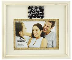 Malden International Designs Sentiments Family is Forever weiß Holz Schild Distressed Jute Matte Befestigung Rahmen, 4 x 6, weiß