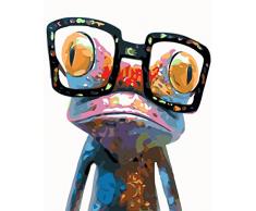 Rihe DIY Ölgemälde Malen nach Zahlen, Tiermotiv, 1650,8 cm Frameless Cute Frog