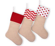 Aneco 40,6 cm Jute, Weihnachtsstrümpfe, Weihnachtsstrümpfe zum Aufhängen, für Weihnachtsdekoration oder zum Basteln Farbe 2