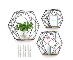 AGSIVO Wandmontage, sechseckig, schwimmende Regale für Wand-, Schlafzimmer, Wohnzimmer, Bad, Küche und Büro, Schrauben im Lieferumfang enthalten, Schwarz, 3 Stück