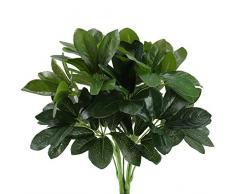 GTIDEA Künstliche Sträucher Pflanzen Kunstseide Schefflera Sträucher echt Touch künstliche grüne Blätter Arrangements Indoor Outdoor Garten Büro Home Tischdeko Wanddekoration 2 Stück
