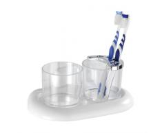 Wenko 17939100 und Zahnputzbecher-/ Zahnbürstenhalter, Pure Zahnputzbecher-/ Zahnbürstenhalter, für Zahnbürste und Zahnpasta,20 x 10 x 12 cm, Weiß