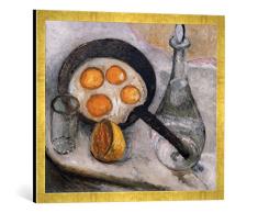 Gerahmtes Bild von Paula Modersohn-Becker Stilleben mit Spiegeleiern, Kunstdruck im hochwertigen handgefertigten Bilder-Rahmen, 70x50 cm, Gold Raya
