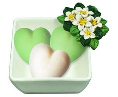 Paolo Chiari 17305 Schale Herzen Tee, Keramik und Marmoresin, Mehrfarbig, 9,5 x 6 x 6 cm