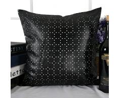 Deconovo Dekorative Kissenbezüge, dreieckig, perforiertes Muster, luxuriös, massives Kunstleder, Kissenbezug für Bett, 45,7 x 45,7 cm, Schwarz