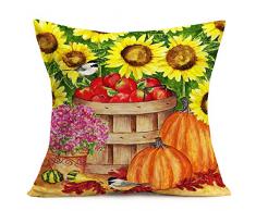 Smilyard Kürbis mit Sonnenblume, Überwurf, Kissenbezug, Tier, Hase, Apfel, dekorativer Überwurf, Kissenbezug, Ölgemälde, Herbstdekoration, 45,7 x 45,7 cm, für Couch/Bett, Stuhl 18 X 18 Bt 02