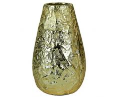 Benjara Metall-Vase mit strukturierter Oberfläche, goldfarben
