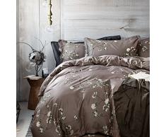 French Country Garden Toile Floral bedruckte Bettdecke Bettbezug Baumwolle Bettwäsche Set Asiatischer Stil Tapisserie Muster Chinoiserie Peony Blossom Baum Äste Design Bunte, baumwolle, Grey Fog, King Size