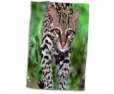 Jaynes Gallery Handtuch / Sporthandtuch, Motiv: 3D-Rose, Florida, Ocelot Wildlife On Log at Big Cat Rescue-US10 Bja0085-Jaynes Gallery