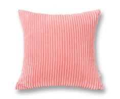 Jeanerlor Home Dekoration Super Soft Plüsch Cord mit vertikalen Streifen Euro Überwurf Kissen Sham Kissenbezug für Sofa/Bett/Couch/Auto, und so auf Modern 24＂x24＂ Rose