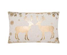 JWH Kissenbezug, weihnachtliches Hirsch, Goldfolie, dekorativer Kissenbezug aus Leinen, für Zuhause, Bett, Wohnzimmer, Sofa, Sessel, Festival, Dekoration, Geschenk, 40,6 x 40,6 cm Art déco 12 x 20 Inch Love Deers