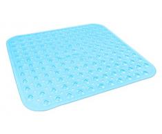 DII Badewannenmatte aus Vinyl, rutschfest, transparent, mit Saugnapf, 15 x 70 cm Square blau