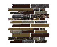 Yipscazo Wandfliese für Küchenrückwand, Schimmelschutz, abziehen und aufkleben, Dunkelbraun 1 Sheet