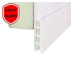 Door Cares Tür Draft Stopper Tür Sweep Pinsel Triple-Fin Selbstklebende Silikon 99,1 cm Länge Easy Cut bis Größe Modern 39 x 2 weiß