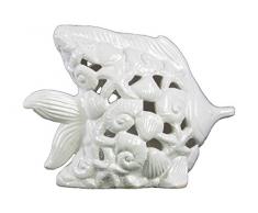 Urban Trends Keramik Fisch Figur mit Ausschnitt Coastal und Boden, Used Weiß