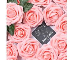 Künstliche Rosen, Hasen-Lamm-Design, handgefertigt, für Hochzeiten, als Dekoration für Hochzeit, Hochzeit, Blumenstrauß und Kirche, Hotel, Restaurant, Dekoration, 50 Stück Peachy Pink