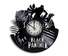 BombStudio Black Panther Wanduhr aus Vinyl, schwarzer Panther, handgefertigt für Küche, Büro, Schlafzimmer Black Panther Ideales Wandposter