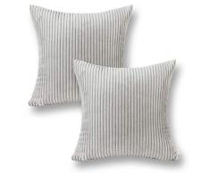 Jeanerlor Home Dekoration Super Soft Plüsch Cord mit vertikalen Streifen Euro Überwurf Kissen Sham Kissenbezug für Sofa/Bett/Couch/Auto, und so auf Modern 26＂x26＂,Set of 2 hellgrau