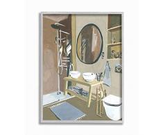 Stupell Industries Modernes Acrylgemälde für Waschbecken, Dusche, mehrfarbig, Design von Melissa Wang Wandkunst, 11 x 14, grau gerahmt