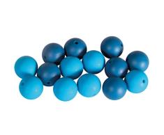 Rayher 14869387 Silikonperlen, Blau-Töne, 15 mm ø, Beutel 14 Stück, für versch. Baby-Accessoires wie Schnullerketten, Kinderwagenketten, Greifringe etc.