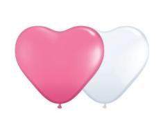 partydiscount24 Luftballons in Herzform, Rosa und 25 Bianchi, Durchmesser 25 cm