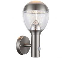 11,5 Watt LED Außen Wand Leuchte Bewegungsmelder Edelstahl klar Garten Globo 34250S CALLISTO