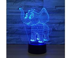 3D LED Nacht Visual Lampe Leuchte Decor Schreibtisch Lampe 7 Farben veränderbar Schreibtisch Lampe Tisch Dekoration Geschenk mit USB Kabel für Room Decor, Geburtstag Geschenk Weihnachten Geschenk Spielzeug für Kinder Kinder Baby Elephant