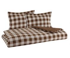 Flanell Wendebettwäsche 100% Baumwolle gebürstet auf beiden Seiten 1 Bettbezug 218,4 x 218,4 cm 2 kissenrollen 50,8 x 50,8 cm, Buffalo Check Brown, King Size