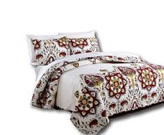 DaDa Bedding VE-JHW-604-CK The Floral Gardens Patchwork Gesteppte Tagesdecke Set Art Deco California King Mehrfarbig