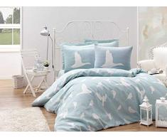 EnLora Home Bettwäsche-Set für Doppelbett, Weiß, Minze, 200 x 200 cm, 3 Stück