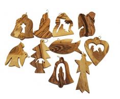 Bethlehem Olivenholz Christmas Ornaments komplett Set. Krippe Story von Bethlehem Gifts TM, holz, set of 10