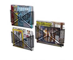 Wall35 Carta Wandhalterung, Schreibtisch-Organizer, Hängeregister, Briefgröße, Draht, Zeitschriftenhalter, Brief-Organizer, Metall, Schwarz, 3 Stück