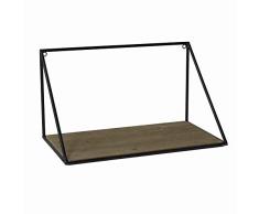 Benjara Parallelogramm Form Metallrahmen Holzregal, klein, Braun/Schwarz