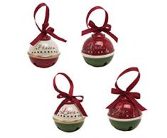 K&K Interiors 51283B Christbaumschmuck, Glocke, 7,6 cm, Rot/Weiß/Grün