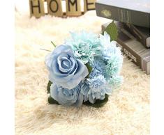 Homyu Kunstblumen Dahlien, künstliche Dahlien, 10 Blüten für Zuhause, Hochzeit, Party, Büro 8 Pcs Tiffany Blue