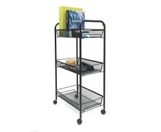 Mind Reader Roll Rolling Metal Mesh 3 Regalwagen, schwarz
