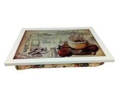 GMMH Landhaus Knietablett Coffee Laptop Tablett Bambus Unterlage Klapp Tisch Betttablett Frühstückstablett Serviertablett Tisch Tablett